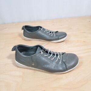 Andrea Conti Women's Sz 40 Clara Tie Sneakers Gray Leather Trainers Shoes Slip